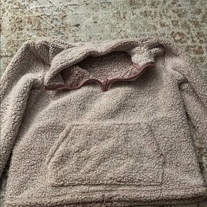 Taupe Plush Fleece Pullover Jacket with Hood